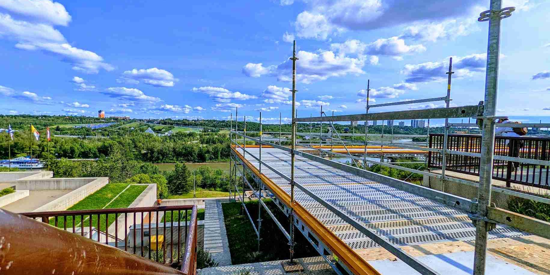 heavy duty garbage chute scaffolding in Edmonton, Alberta.
