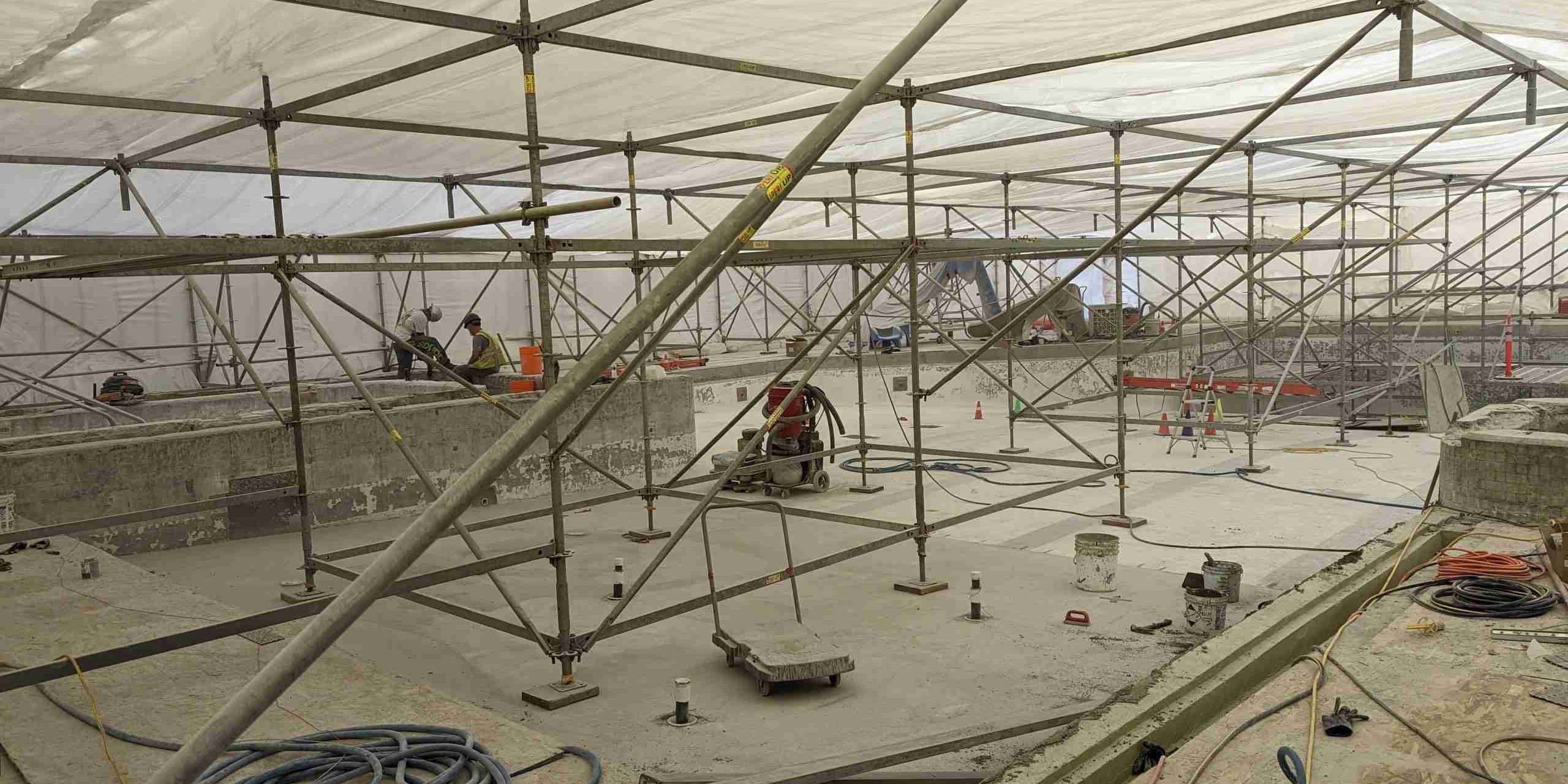 Shrink wrap scaffold in Edmonton, Alberta.