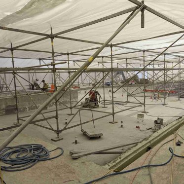 Shrink wrap scaffold in Edmonton, Alberta.