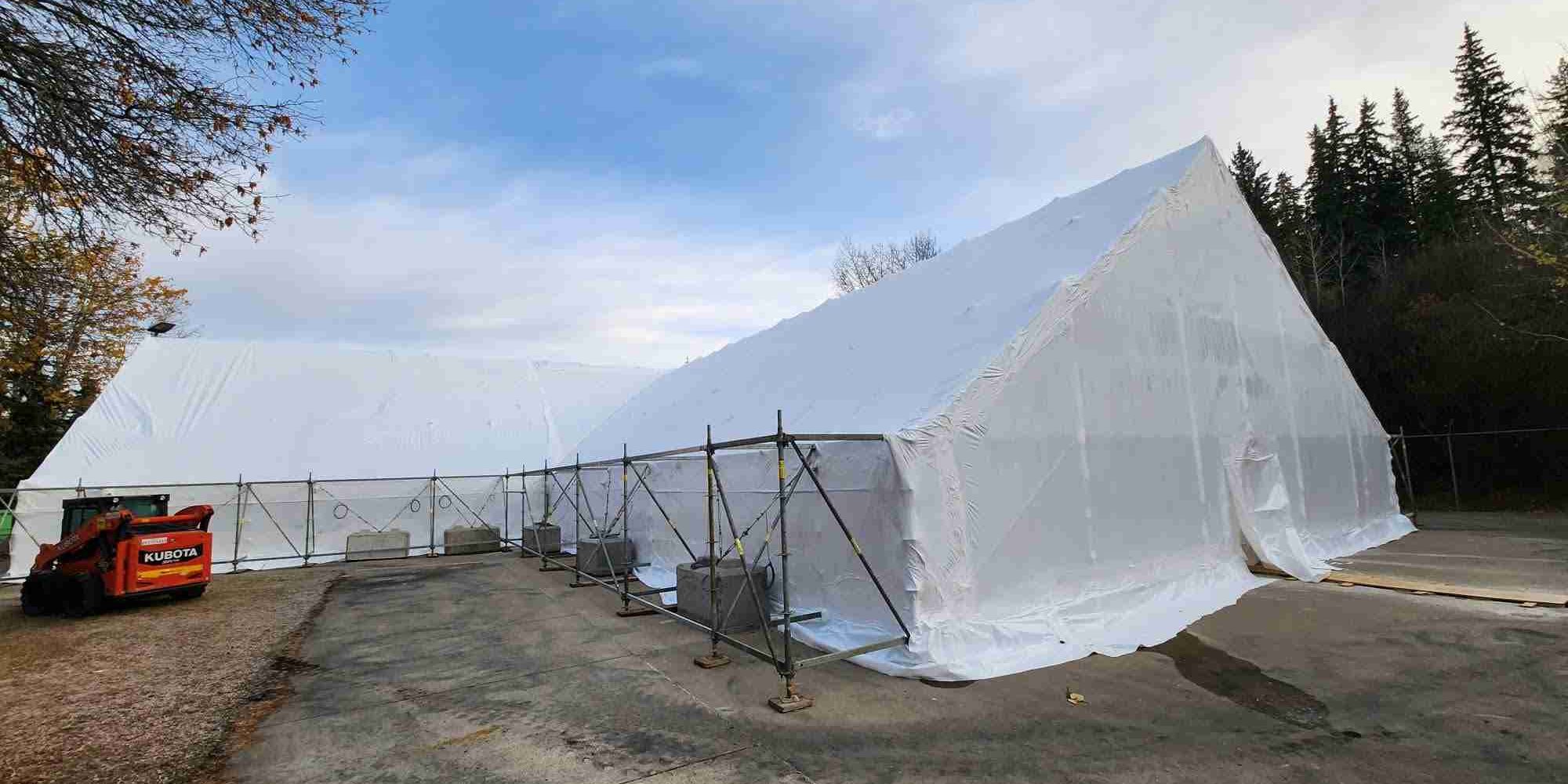 roof system scaffold in edmonton, alberta.